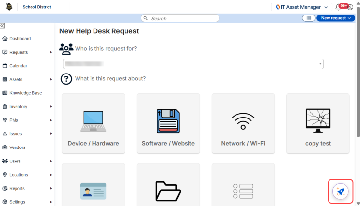 Technology AI Assistant icon circled in red.