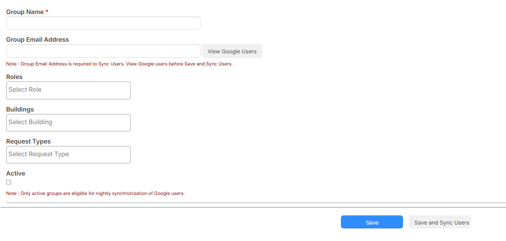 Add Google SSO Group page.