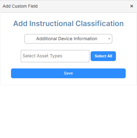 Apply asset type to custom field. 