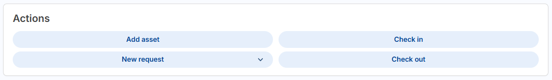 Actions widget in the Dashboard.