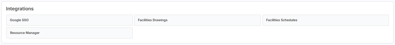 Integrations widget on the Dashboard page.
