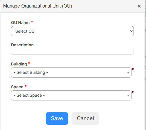 Manage Organizational Unit pop-up.