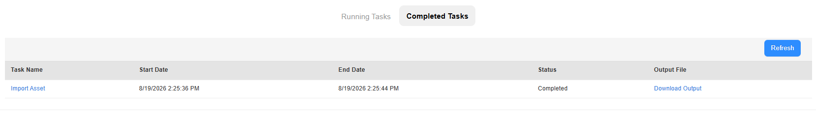 Complete Tasks for import assets.