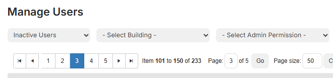 User status drop-down showing Inactive Users.