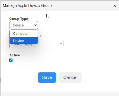 Group Type drop-down.