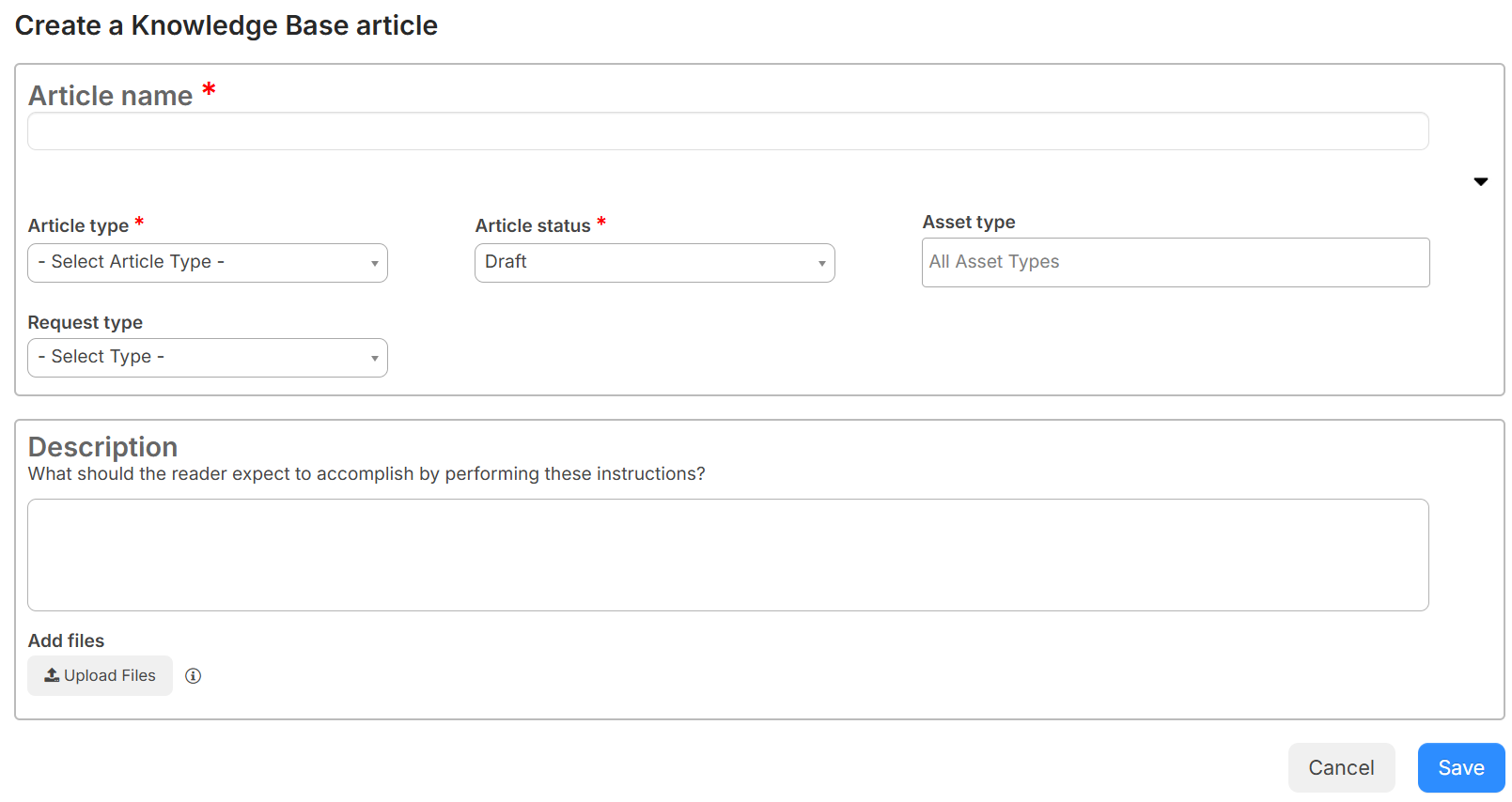 Create a Knowledge Base article page.
