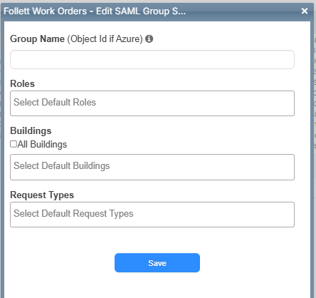 Add SAML Group pop-up.