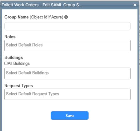 Add SAML Group pop-up.