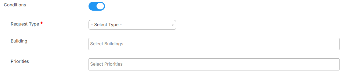 Conditions toggle turned on for an SLA.