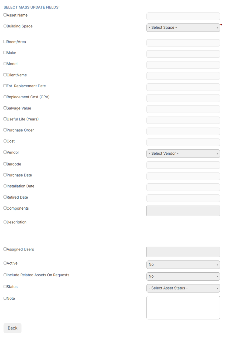 Mass update asset fields.