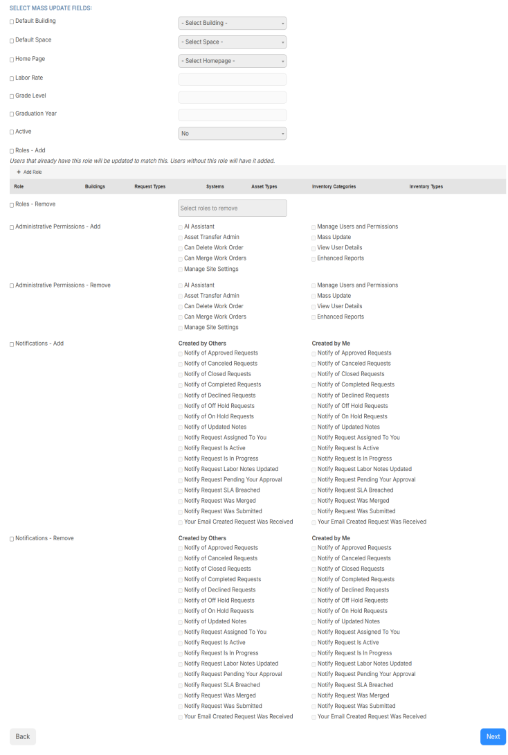Mass update user fields.