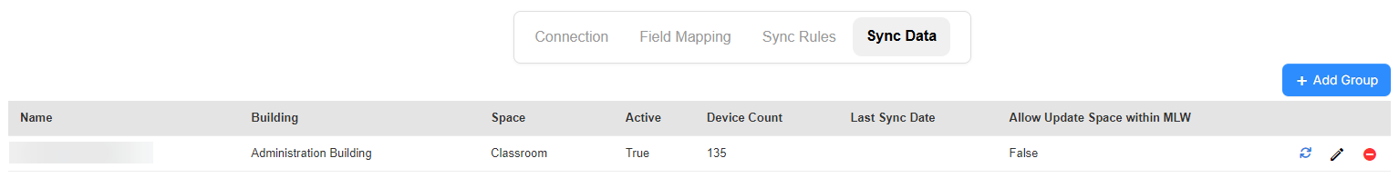 Mosyle integration, Sync Data tab.