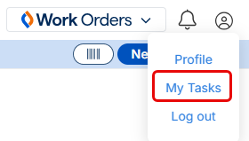 My Tasks option highlighted.