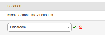 Location drop-down for an asset in an audit.