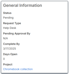 General Information section of a Request Details page.