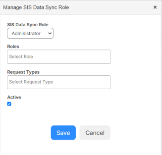 SIS Data Sync Integration, add a role pop-up.