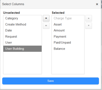 Select Columns pop-up.