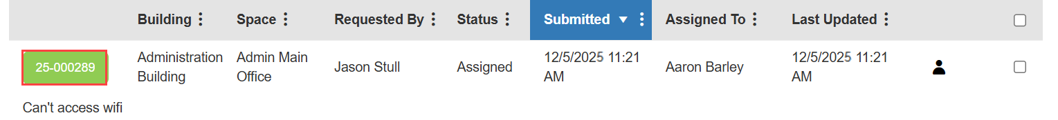 All Requests page with request ID highlighted.